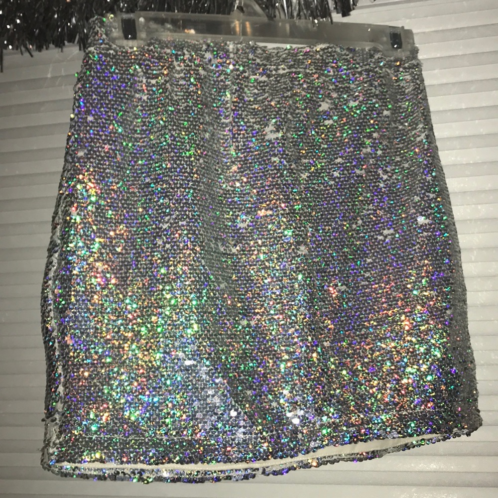Silver Sequin Skirt